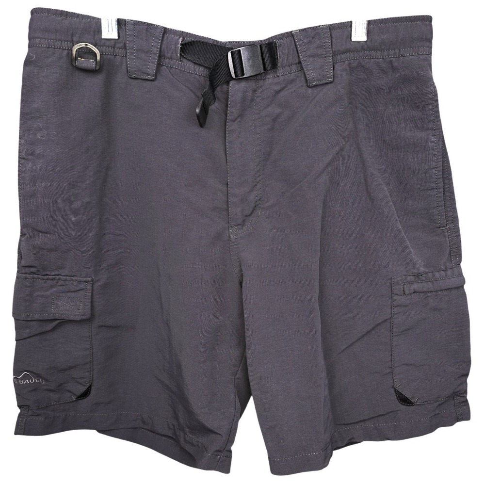 Eddie Bauer Travex Cargo‎ Shorts Mens 35x9" Gray Hiking Outdoor Logo Gorpcore